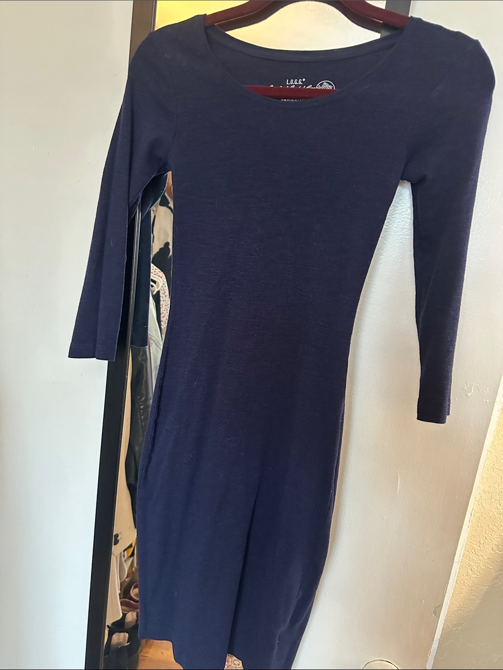 Navy Scoop Neck Bodycon knit midi Dress